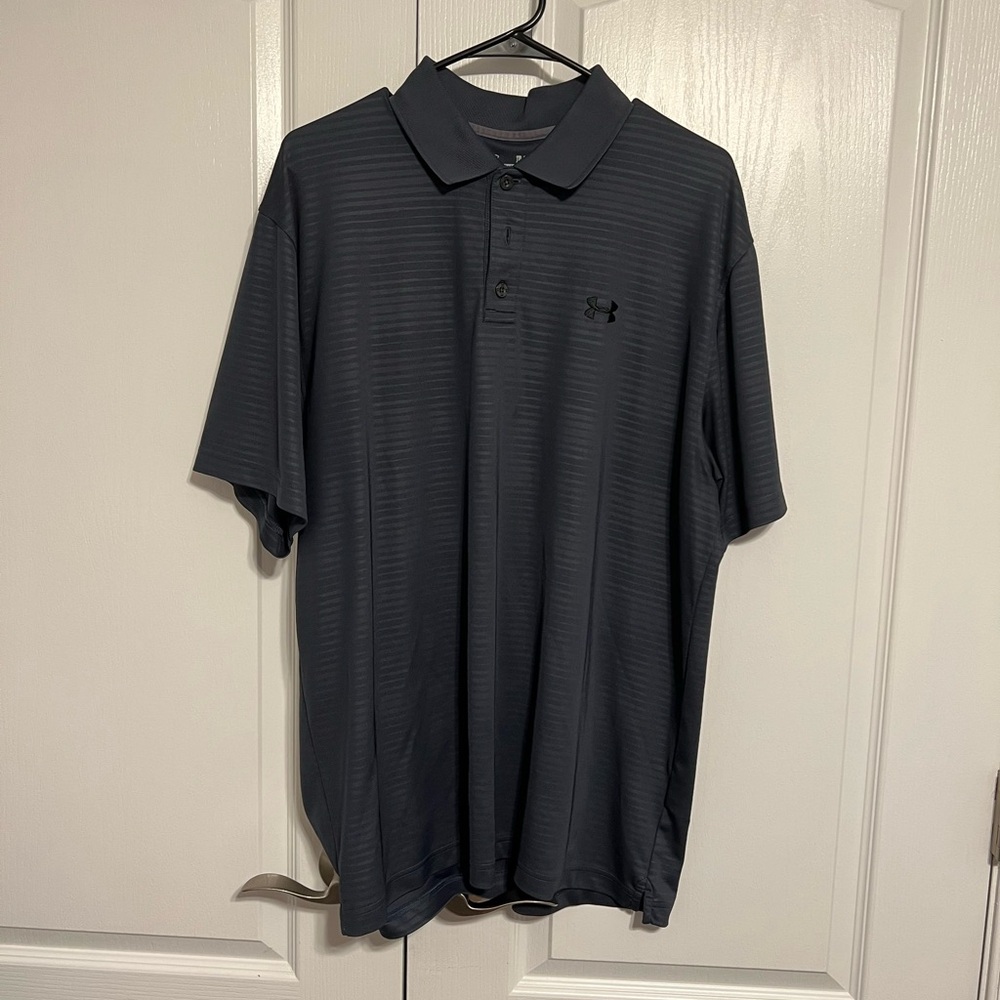 Men’s Under Armour Polo Size XL Grey Stripes